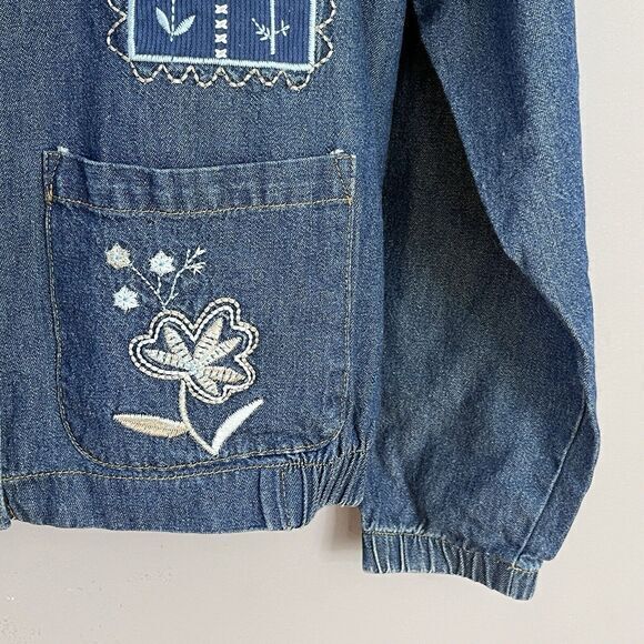 Teddi Women’s Vintage Denim Embroidered Jacket Size XL Mother Pearl Buttons - Picture 6 of 11